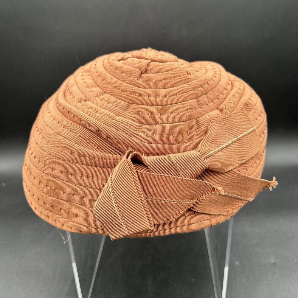 Vintage Brighton of California Hat Sz 22 Brown with Bow 1930-1940